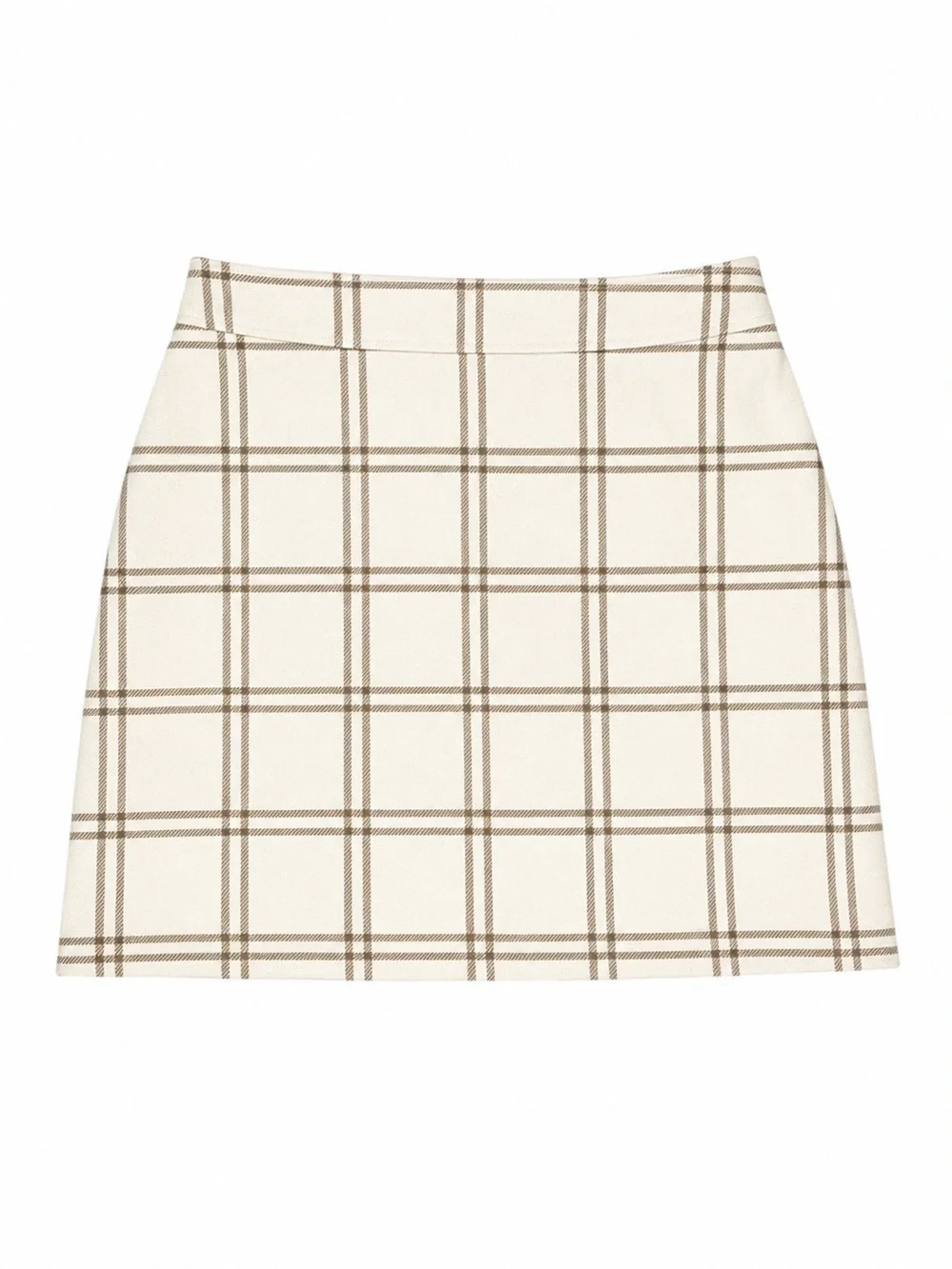J.Crew Ivory Tan Windowpane Plaid Wool Blend Mini Skirt – Size 8